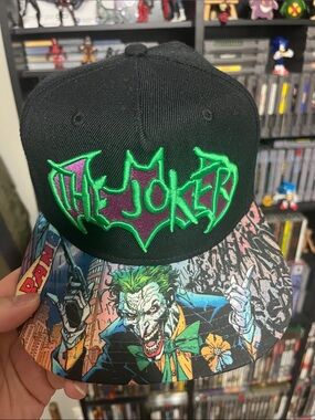 The Joker Black Snapback Hat with Comic-Print Brim